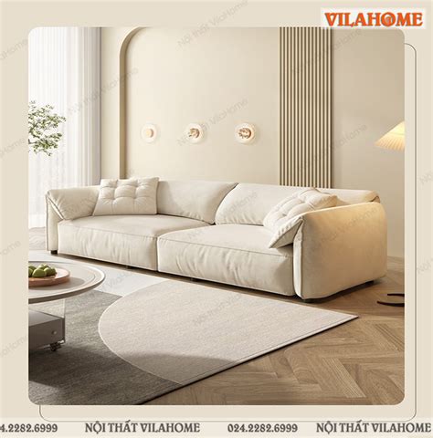 Sofa nỉ màu trắng cho phòng khách nhỏ GN1016 | Nội thất Vilahome