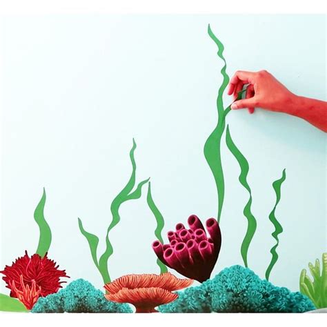 Beautiful Coral Seaweed Undersea Ocean Floor Wall Decor Decals Includes