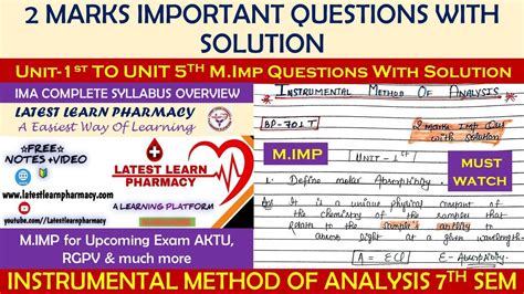 2 Marks Important Questions With Solution Instrumental Method Of