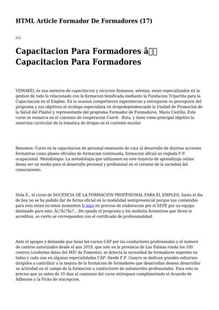 HTML Article Formador De Formadores 17 PDF