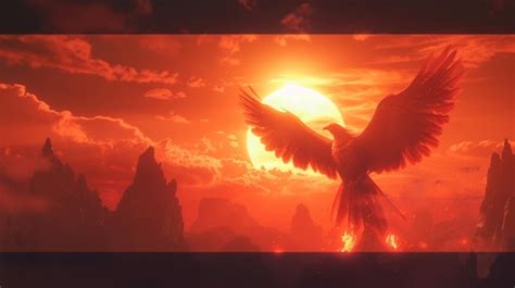 Premium Photo A Phoenix Rising From Ashes Against A Fiery Sunset