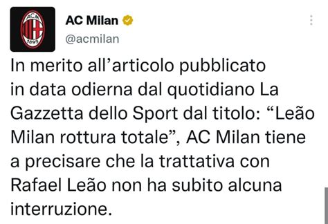 Ultim Ora Rumors Sul Rinnovo Leao Arriva Il Comunicato Del Milan