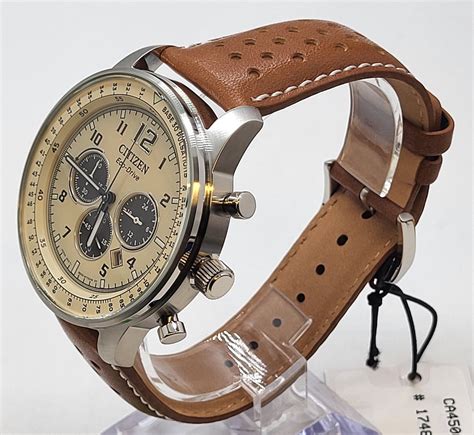 Citizen Eco Drive Weekender Chronograph Stainless Steel Leather Mens Quartz Watch Ca4500 08x