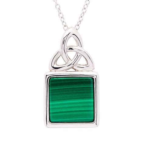 Green Malachite Trinity Knot With Pendant Shanore Irish Jewlery