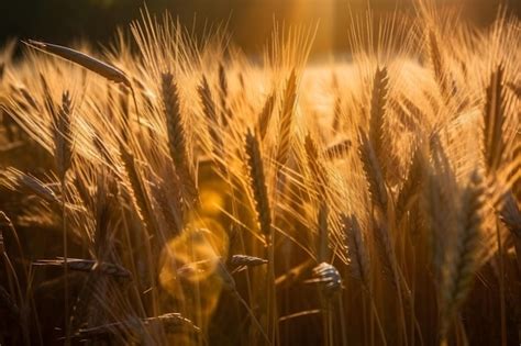 Espigas De Trigo Em Um Campo Ao P R Do Sol Rede Neural Gerada Por Ia