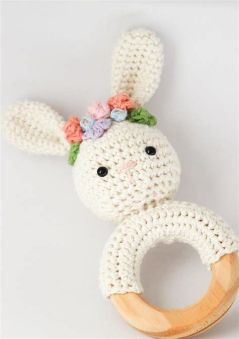 Crochet Bunny Teether Pattern With Flower Crown PDF Pattern Etsy