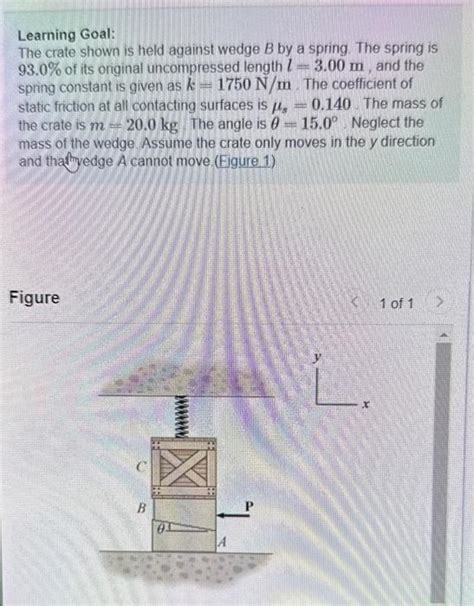 Solved Learning Goal The Crate Shown Is Held Against Wedge Chegg