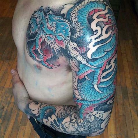 100 Dragon Sleeve Tattoo Designs For Men - Fire Breathing Ink Ideas