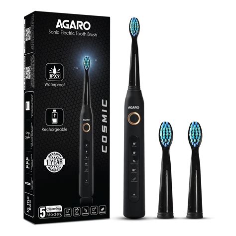 Agaro Cosmic Sonic Electric Toothbrush For Adults With 5 Modes 3 Brush