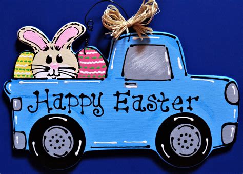 Happy Easter Vintage Style Truck Sign Wall Door Hanger Hanging Etsy