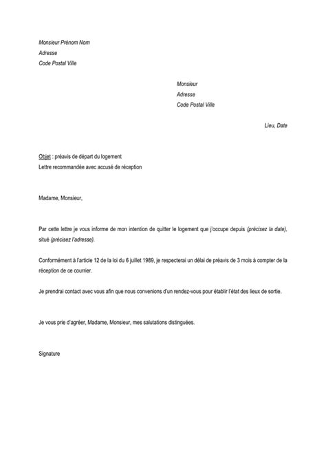 Modelé de préavis de départ du logement DOC PDF page 1 sur 1