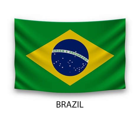 Bandeira De Seda Pendurada Da Ilustração Vetorial Do Brasil Vetor Premium