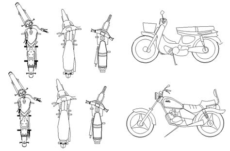 2 D Motorcycle Detail Dwg File Autocad Sepeda Motor Motor