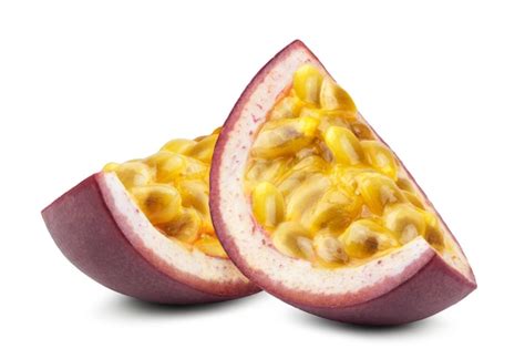 Premium Photo Two Slice Of Passion Fruit Isolated