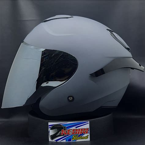 Jual Helm KYT KYOTO R Solid Polos Half Face Putih Hitam Doff Grey