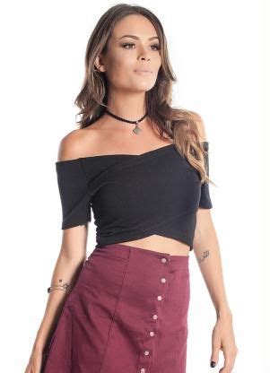 Blusa Cropped Preta Miss Masy Fashion Mini Skirts Skater Skirt