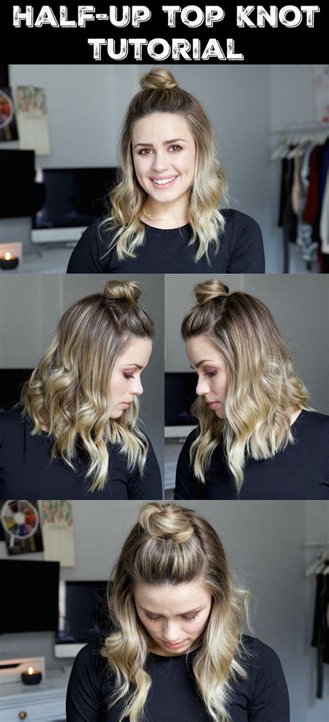 Half Up Top Knot Tutorial Short Hair Short Hair Tutorial Wavy