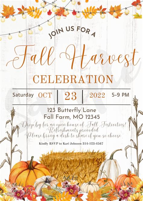 Customizable Fall Party Invitations, Fall Invitations, Fall Festival, Octoberfest, Halloween ...