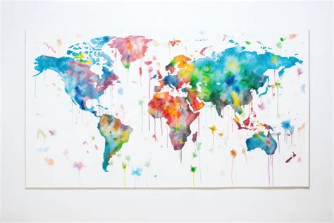 World map painting drawing. AI | Premium Photo - rawpixel