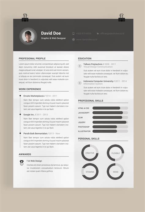 Free Resume Template Behance