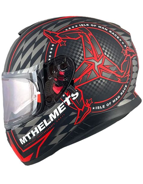 Casco Mt Thunder Isle Of Man B Rojo De Exposicion