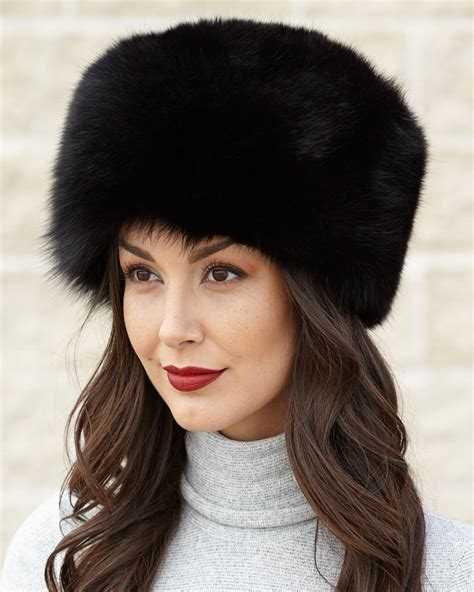 Zhivago Black Fox Fur Pill Box Hat: FurHatWorld.com