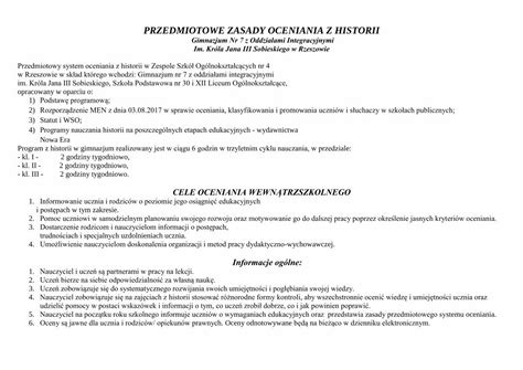 Pdf Przedmiotowe Zasady Oceniania Z Historiizso Rzeszow Pl Wp