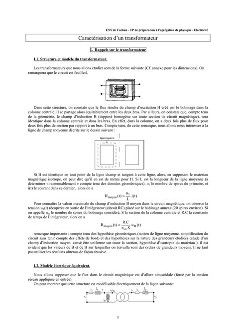 Caractérisation d un transformateur