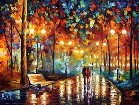 RAIN'S RUSTLE — PALETTE KNIFE Oil Painting On Canvas Artwork By Leonid ...