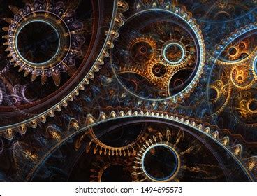 Abstract Mechanical Background Steampunk Fractal Stock Illustration