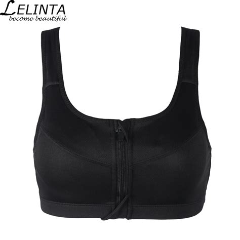 Lelinta Front Wirefree Zipper Sports Yoga Bra No Rims Push Up Running