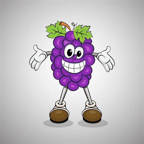 Grape Mascot - Funny Grape vector illustration 10938839 Vector Art at ...