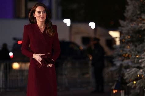 Kate Middleton Wears Festive Burgundy Coat Dress To Christmas Carol