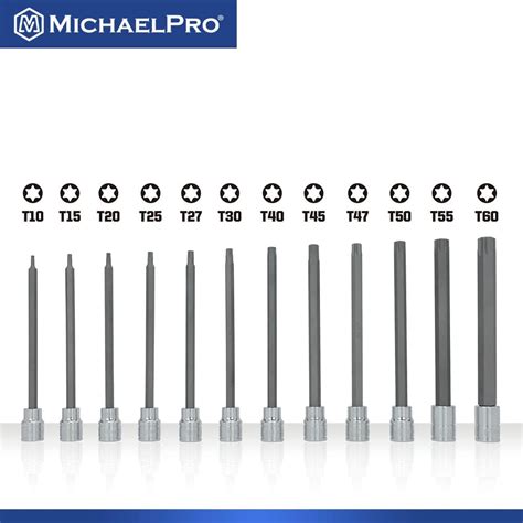 Michaelpro Torx Bit Socket Set Piece Inch Drive Extra Long Torx