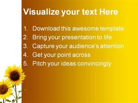 Sunflowers Beauty Nature Powerpoint Template 1110