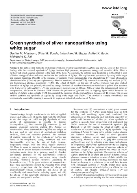 Pdf Green Synthesis Of Silver Nanoparticles Using Argemone Mexicana