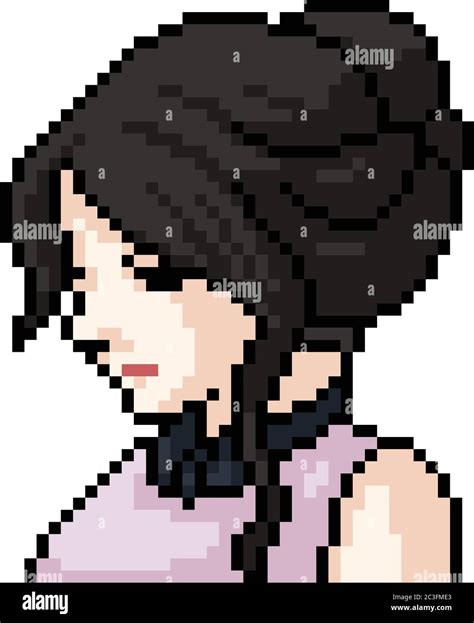 Vector Pixel Art Woman Protrait Isolated Cartoon Stock Vector Image