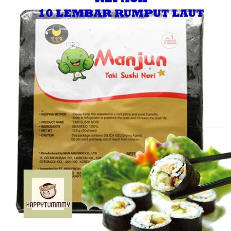 Jual Maxi Promo Manjun Nori 1 Lembar HALAL Seaweed Rumput Laut Sushi