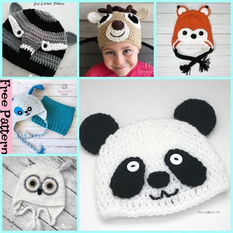 8 Adorable Crochet Animal Hats - Free Patterns - DIY 4 EVER