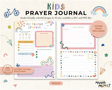 Kids Prayer Journal Journal for Kids Printable Prayer Journal Peach ...