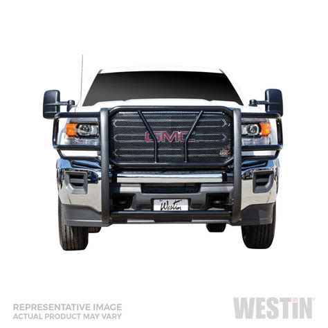 Westin Hdx Grille Guard With Punch Plate Black Powder Coated Steel