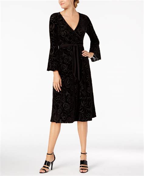 Calvin Klein Burnout Velvet Faux Wrap Midi Dress Macys