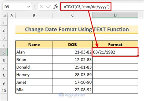 How To Use Formula To Change Date Format In Excel 5 Methods