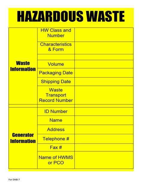 Hazardous Waste Label Blank | PDF