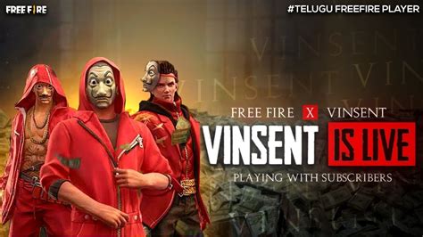 TELUGU FREEFIRE LIVE WITH VINSENT LIVE NOW ROAD TO 3K STM128