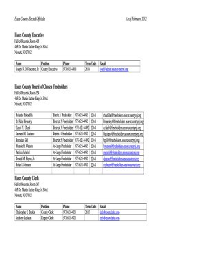 Fillable Online Essex County Elected Officials Fax Email Print PdfFiller