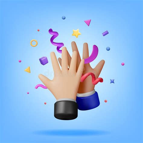 3d High Five Hands With Confetti Stock Vector Illustration Of Human