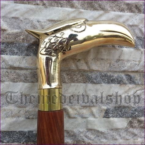 Brass Eagle Cane Walking Stick Vintage Designer Canes Gem