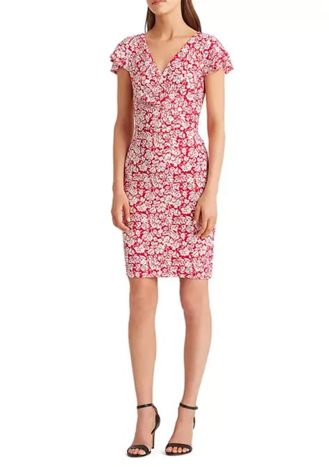 Lauren Ralph Lauren Flutter Sleeve Surplice Dress Belk