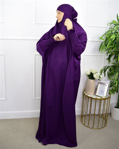 Jilbab Dubai One Piece Prayer Set Dark Purple Ina Collection